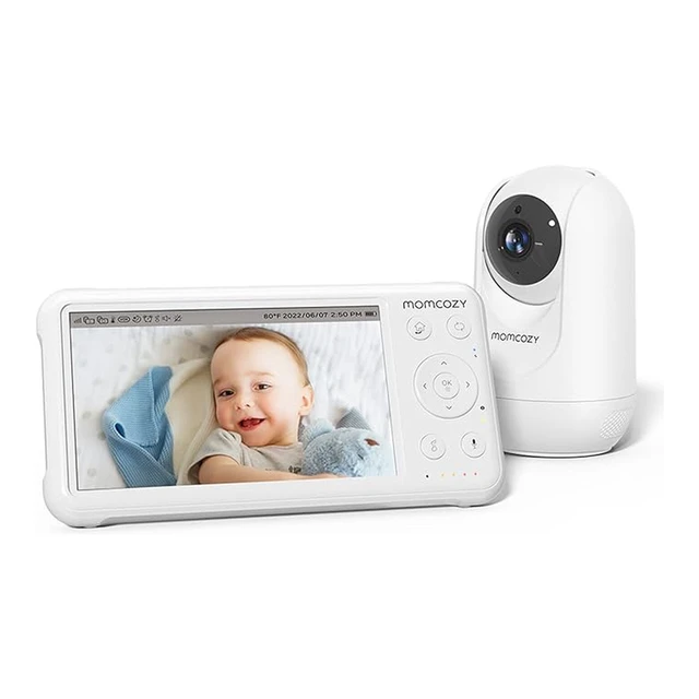 Momcozy BM01 1080P HD Video Baby Monitor with Camera & Wall Mount, Infrared Night Vision, 5000mAh Battery, Two-Way Talk, Temperature Sensor, Built-in Soothing Lullabies, 960ft Range, Single Pack