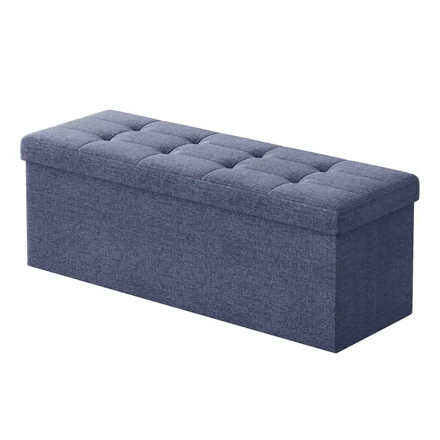 SONGMICSHOME Sitzbank mit Stauraum, 38 x 110 x 38 cm, Sitztruhe, Bettbank, Aufbewahrungstruhe, für Wohnzimmer, Schlafzimmer, Flur, blau
