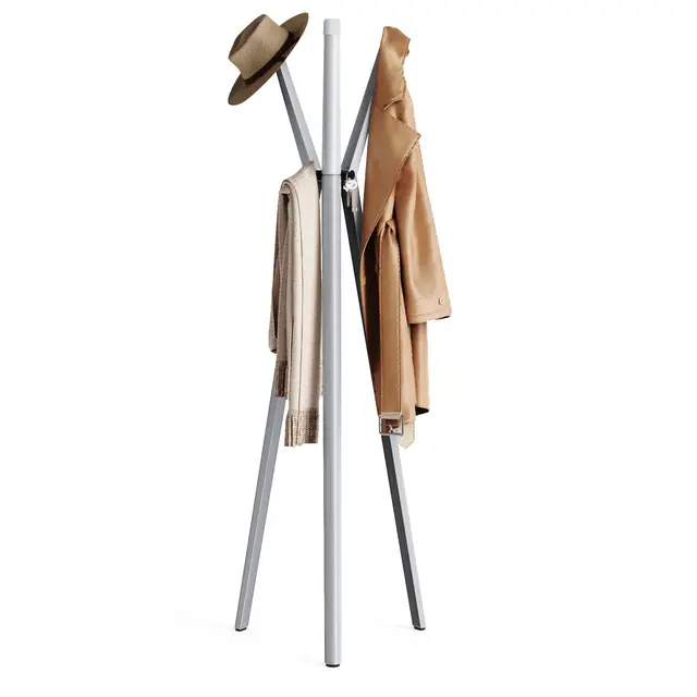 KAPANOU Freestanding Coat Rack with 6 Hooks， Entryway Hall Tree Metal Coat rack for Hat， Purse， Jacket， Umbrella and Accessories， Heavy Duty Aluminum Coat Rack for Bedroom， Office， Grey, New Year Sale , Top gift picks