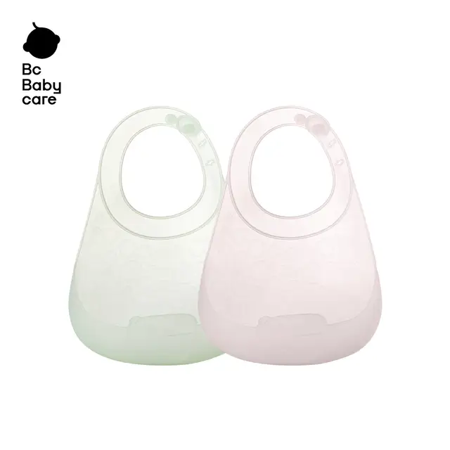 BC Babycare Bavoir en silicone léger, pour nourrissons 10‑72 mois, imperméable, doux, unisexe, anti‑taches, lot de 2: Rose Vogue + Bleu calme