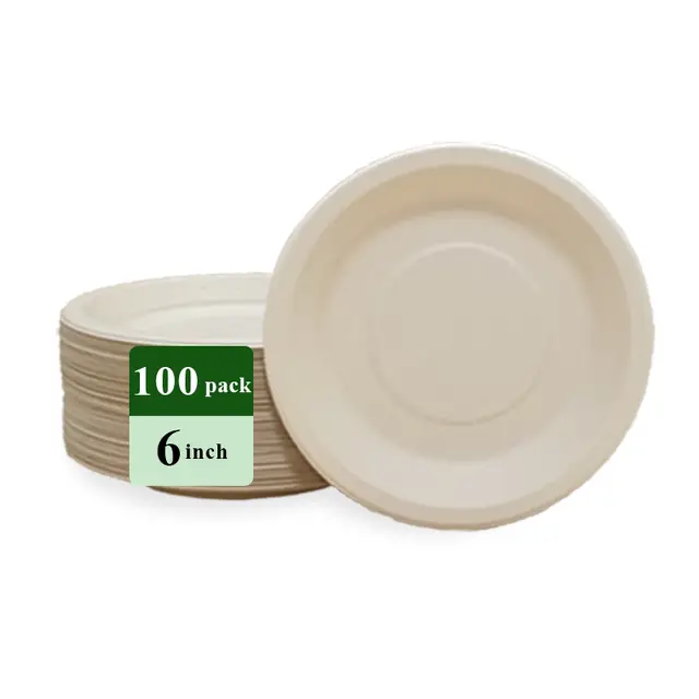 Ruibamboo disposable bamboo fiber plate 6 inches
100pack