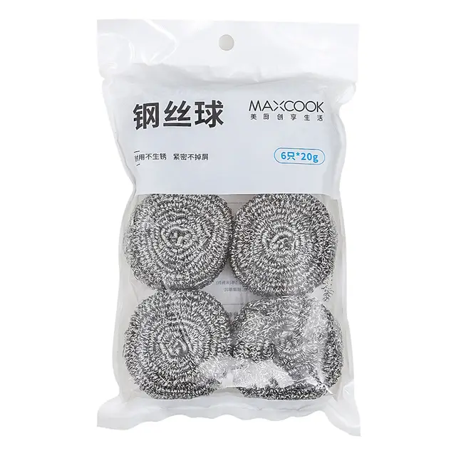 Maxcook Stalen Wol Roestvrijstalen Schoonmaakbal Metalen Afwasbal Panreinigingsbal 6