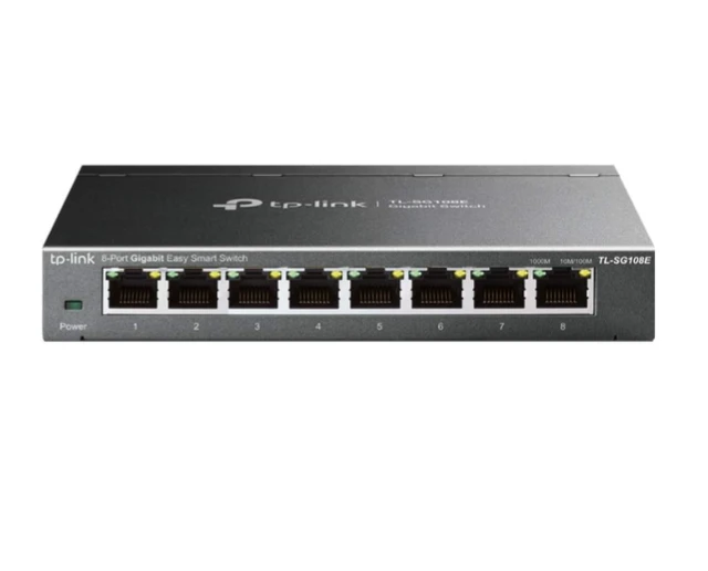 TP-Link TL-SG108E managed switch 8-Port Gigabit Ethernet LAN switch (Plug-and-Play Netzwerkswitch, Metallgehäuse, QoS, IGMP Snooping, LAN-Verteilung, zentralisiertes Management, energiesparend) Schwarz