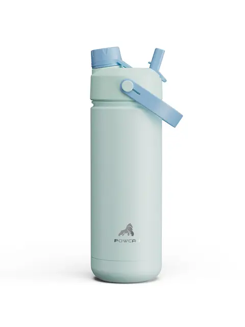 POWCAN by Meoky Sport-Trinkflasche mit zwei Öffnungen 18 Unzen (ca. 530 ml) mit Griff – Hellblau, Neujahrsangebot, Top-Geschenkempfehlungen