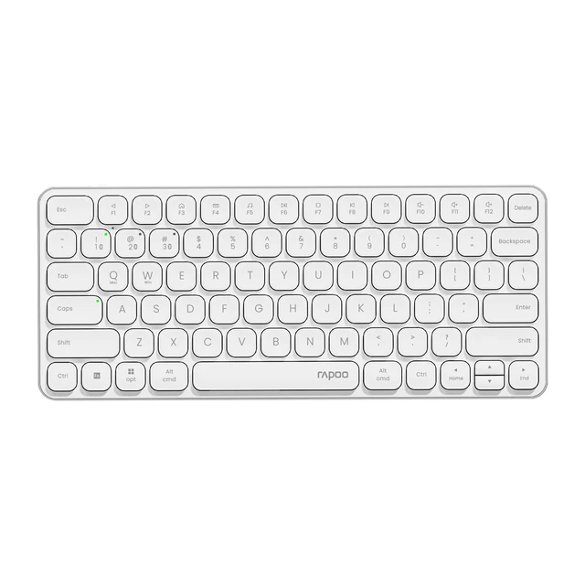 RAPOO E9050L Kabellose Multi-Mode-Tastatur mit 78 Tasten, 2,4 GHz/Bluetooth 5.0/4.0, kompatibel mit Windows/Mac/Linux/Chrome, unterstützt bis zu 4 Geräte, kompakt und elegant, ideal für anspruchsvolle Büroanwender – Weiß