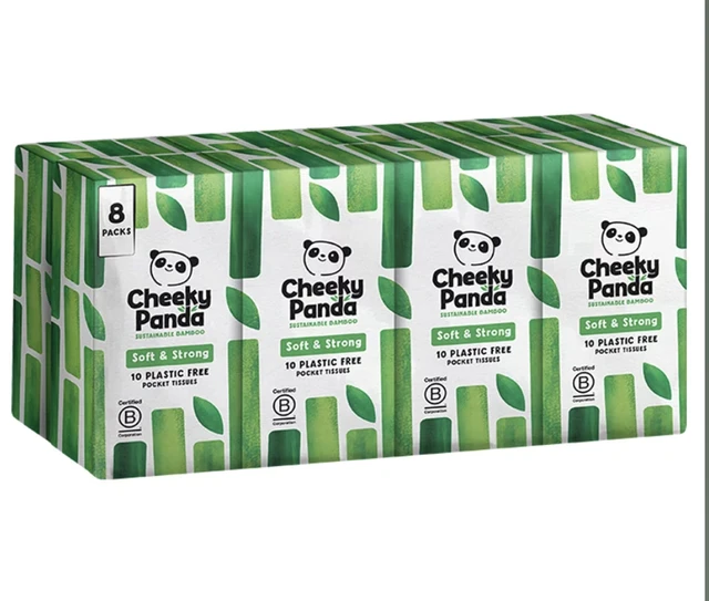 The Cheeky Panda Classic Bamboo Pocket Tissue 8 Packs 