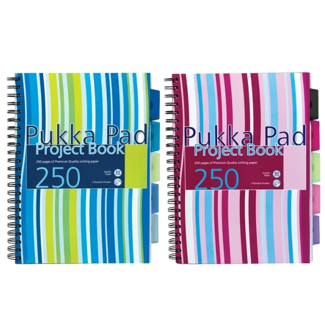 Pukka Pad A4 Stripes Project Book, Pack of 3
