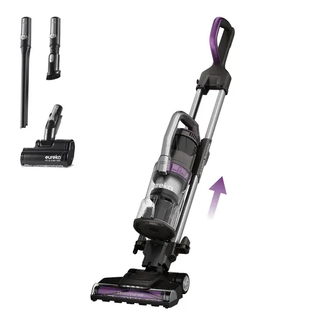 Eureka NEU800 Upright Vacuum Cleaner with Lift-Away & QuickShift Technology, Anti Hair Wrap, Dual Cyclone Filtration, Anti-Allergen, LED Headlights, Pet Turbo Brush, Crevice & Dusting Tool – Black & Purple