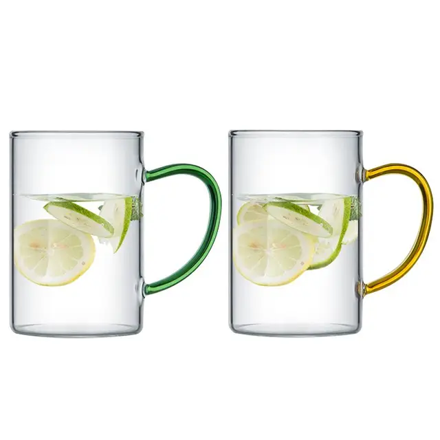COOKER KING Glass Cups for Home Use, Heat-Resistant Handle Cups for Living Room, 320ml Set