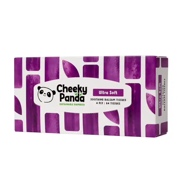 The Cheeky Panda Balsam Facial Tissues Flat Box 64 Sheets 4 Ply