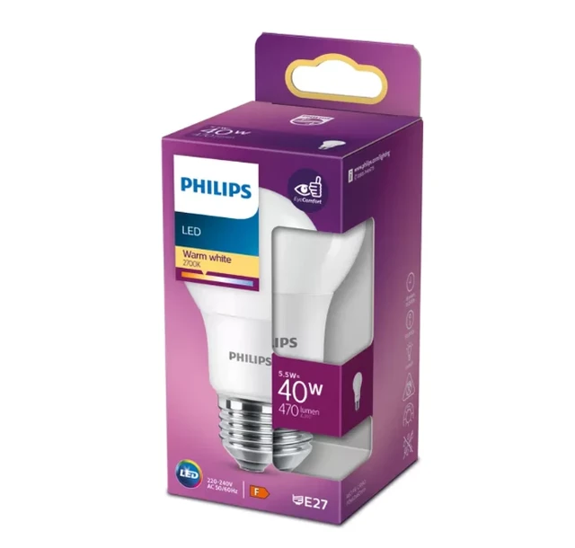 Philips Light Bulb LED Globe Frosted Screw E27 Warm White 40W Non-Dimmable