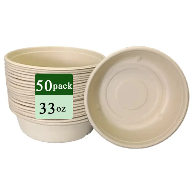 Ruibamboo disposable bamboo fiber bowl 33oz
50pack
