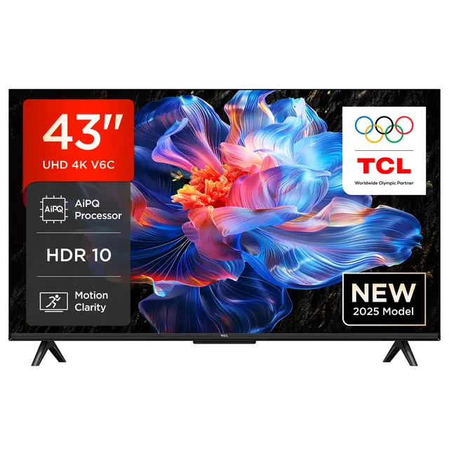 TCL 43V6C 43-inch 4K Ultra HD Smart TV with support for HDR10+, HVA hard screen, Dolby Vision