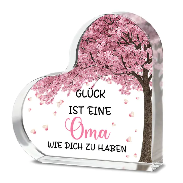 Alphynix Herz-Akryltafel, 1 Stück, „Glück ist eine Oma wie dich zu haben“, Oma-Geschenk mit Kirschbaum-Design, Erinnerungsgeschenk zum Omas Tag