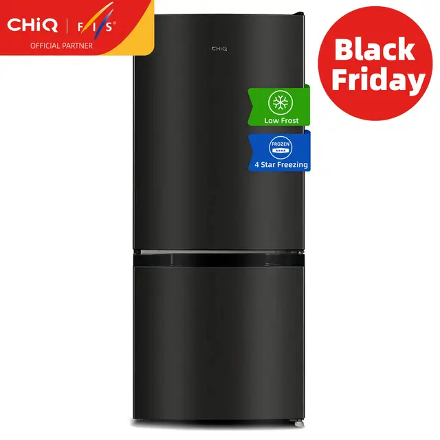 "CHiQ 117L Compacte Koel-vriescombinatie, 4-sterren Vriezer, Low Frost, Ruimtebesparend 0,23㎡ Design, Stille 39dB, Omkeerbare Deur, Zwart Staal [Energieklasse E] CBM117L42 "