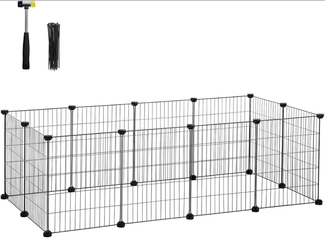 Euziel Enclos pour petits animaux noir - 143 x 73 x 36 cm 