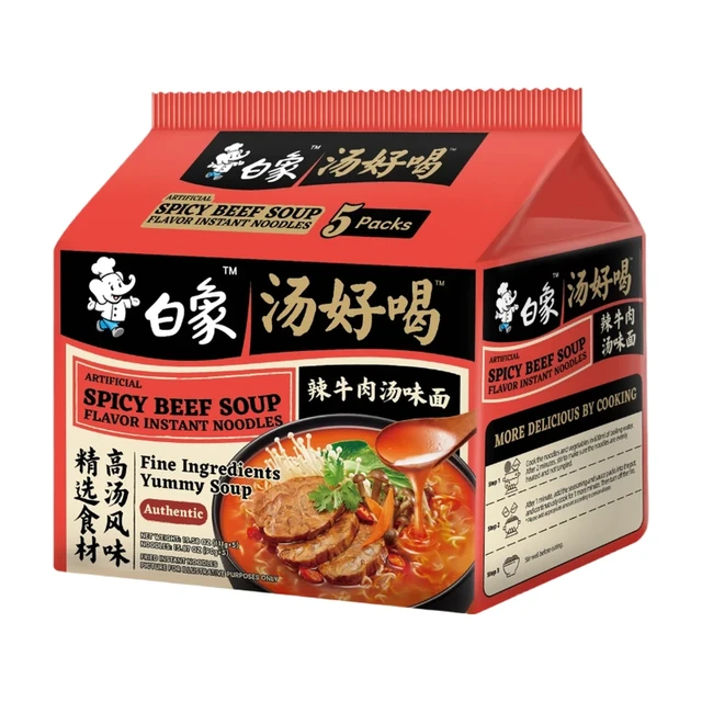 Bai Xiang Artificial Spicy Beef Soup Flavor Instant Noodles (5pcs) 555g