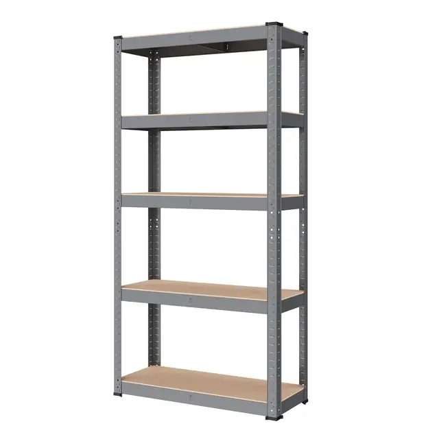 SONGMICSHOME Standregal, Bücherregal, Lagerregal, 5 Ebenen, Küchenregal, verstellbare Ablagen, greige-schwarz