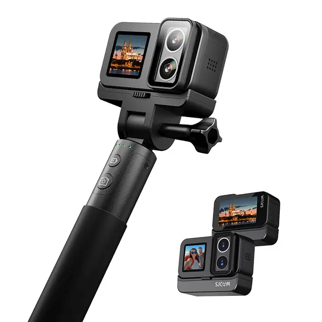 SJCAM SJ20 actioncamera met 6-assige gyrostabilisatie, 480 minuten accuduur en dag- & nachtlenzen, 4K 30 fps video, dubbel scherm: 2,29 inch touchscreen en 1,3 inch selfie-display.