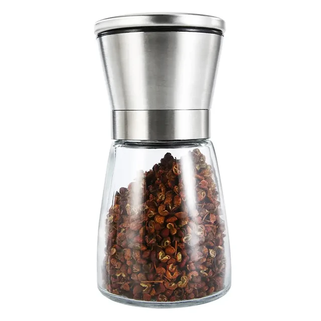 Maxcook Grinder 304 Stainless Steel Pepper Manual Grinding Bottle Black Pepper Powder Sichuan Peppercorn Condiment Bottle Small Size MCPJ026 Small