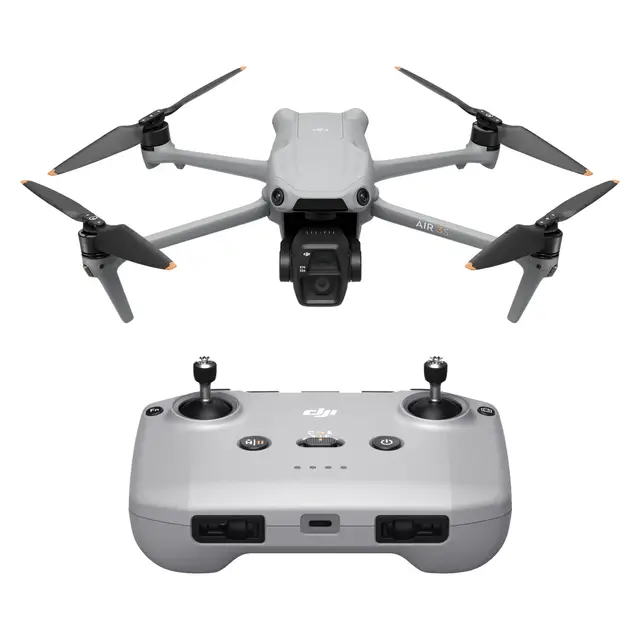 DJI Air 3S (RC-N3), Drohne mit 4K-Kamera, Dual-Kamera-Drohne mit 1-Zoll-CMOS-Weitwinkelkamera, 4K/60 fps HDR-Video & 14 Blendenstufen Dynamikumfang, bis zu 45 Min Flugzeit, bis zu 20 km Reichweite