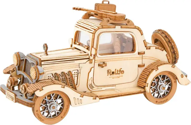 Robotime Rolife Vintage Auto 3D Puzzel Houten Retro Model Kit Verzamelbare Speelgoed Bureau Decoratie voor Volwassenen