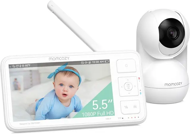 Momcozy 5.5" 1080P Babymonitor Kamera Wand Ohne WiFi 5800mAh IR 2-Wege 1640ft Foto