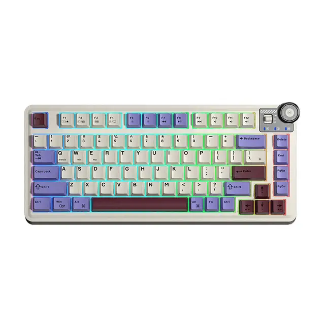 AULA AU75 75% Tri-Mode Mechanical Keyboard, QWERTY US layout, Tri-Mode (BT/2.4G/Wired), Gasket Structure, Fully Hot-Swappable Keys, Star Vector Switch - Beige