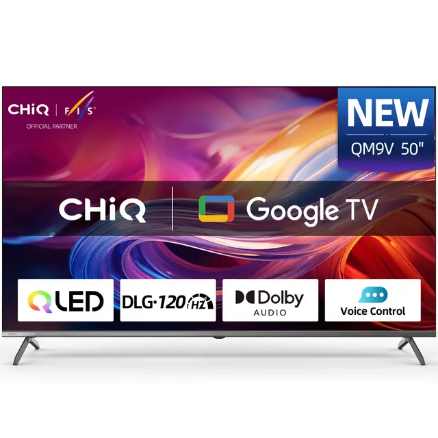 CHiQ 50 inch 4K UHD QLED Smart Google TV, DLG 120Hz, MEMC, HDR10, Dolby Audio & dbx, U50QM9V, 2025