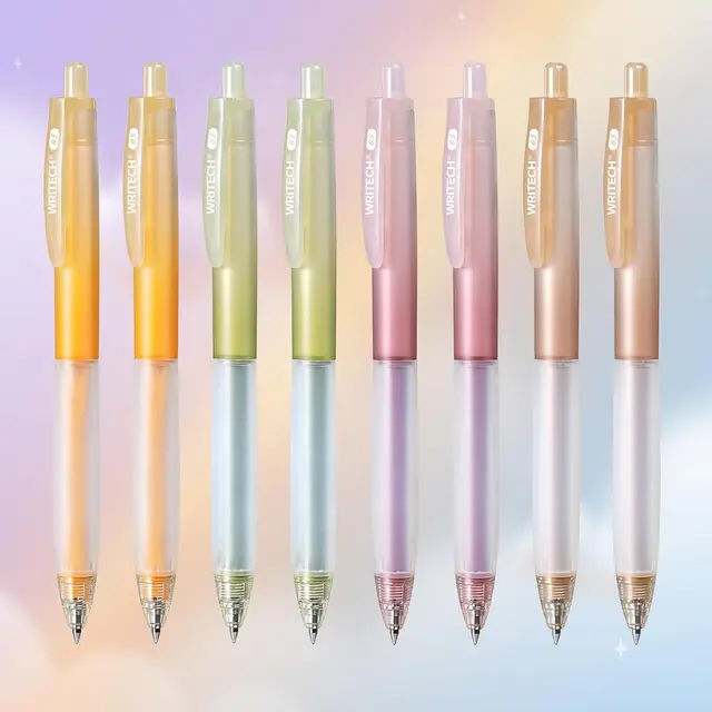 WRITECH Uittrekbaar Gel-inkt Pennen: 0,5 mm Zwart Inkt Aesthetische Glijdende Kleur Barrel Zachte Grip Fijne Punt Pen 8 stuks voor Dagboek Schrijven Notities Nemen Tekenen Geen Doorbloeding