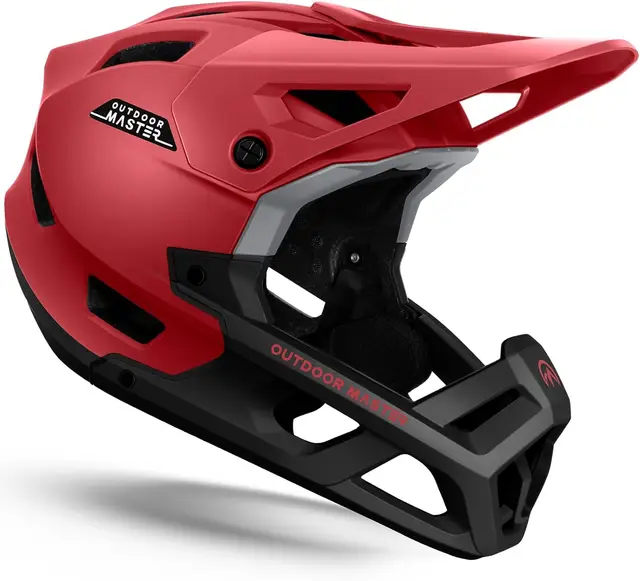 OutdoorMaster Fullface-Mountainbike-Helm für Herren & Damen - Rot, M