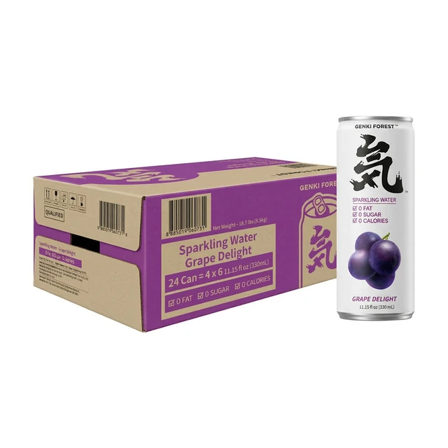 Genki Forest Soda Sparkling Water Summer Black Grape Flavor 330ml*24