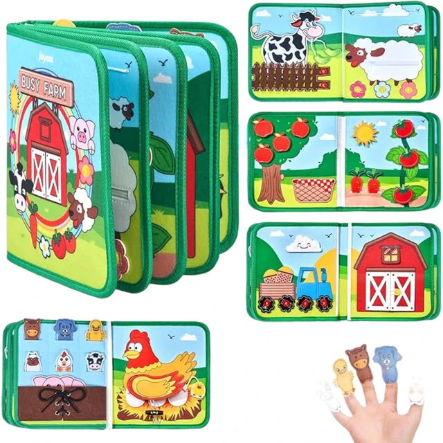 JoyCat Farm Boerderij Busy Book educatieve rustige activiteitenset voor peuters 1-3 jaar, 1 set, jaarwende-actie, top cadeau-ideeën