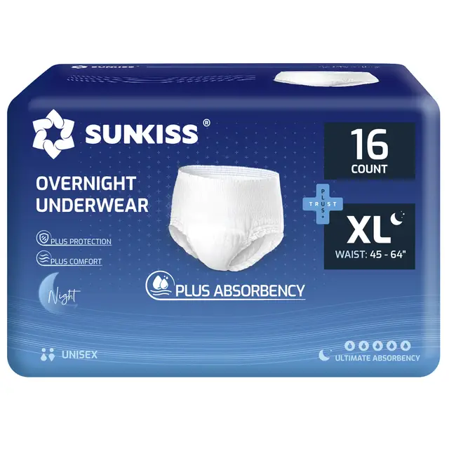 SUNKISS TrustPlus Inkontinenz Pants für Erwachsene, Saugfähige Windelhosen mit Elastischen Bündchen für Männer und Frauen, Diskreter Auslaufschutz bei Blasenschwäche, Größe XL Nacht, 16 Stück