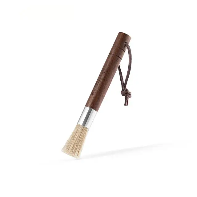 MHW-3BOMBER Wings Walnut Wood Coffee Brush with White Bristles，Dust Cleaner Tool Coffee Cleaning Tool