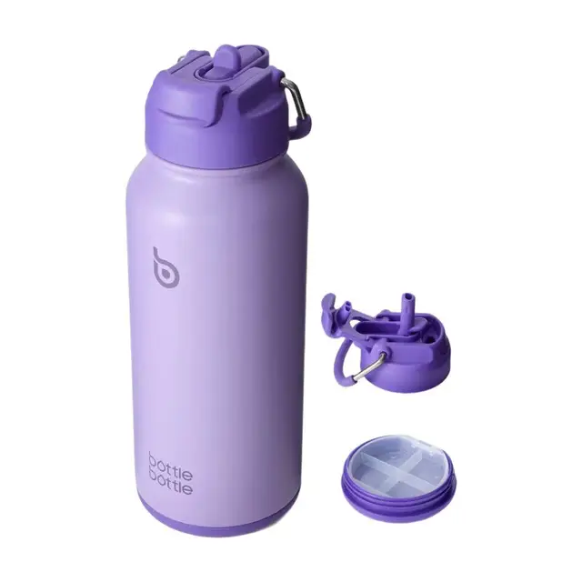 Bottle Bottle 32oz Insulated Stainless Steel Sport Water Bottle With Straw Dual-Use Lid Design For Gym With Pill Box