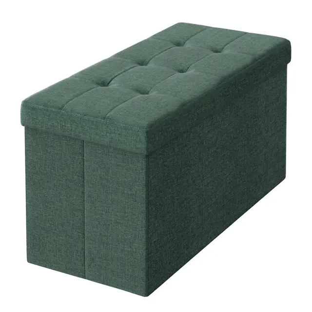 SONGMICSHOME Sitztruhe mit Stauraum, 38 x 76 x 38 cm, Sitzbank, für Wohnzimmer, Schlafzimmer, Flur, grün