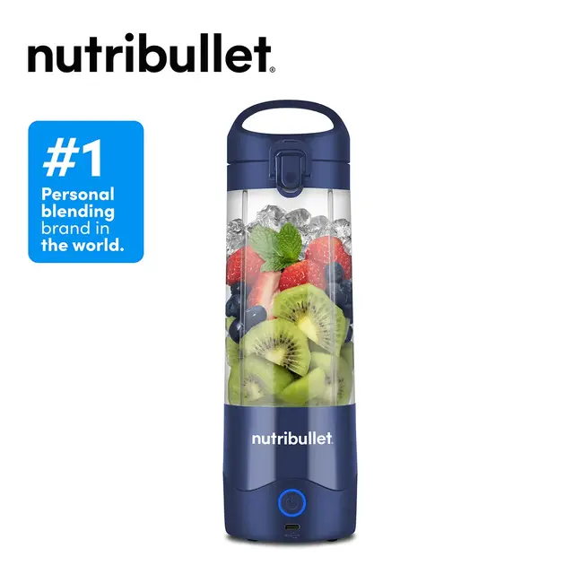 nutribullet Portable Blender - Navy, 475ml Cup, Powerful Extractor Blade, To-Go Lid, USB-C Charging Cable, 15+ Blending Cycles