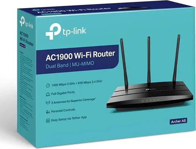 TP-Link Archer A8 Wi-Fi 5 802.11ac Dualband 2,4 GHz / 5 GHz Ethernet-LAN schwarz tragbarer router 1900 Mbit/s 4 x Gigabit-LAN-Ports MU-MIMO