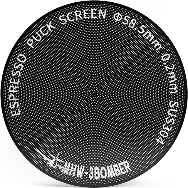 MHW-3BOMBER Puck Screen 58.5 mm - 0.2 mm Ultra Fine Titanium Coated Espresso Strainer, Reusable Metal Filter for 58 mm Portafilters, Espresso Accessories for Baristas, Model: FG5642-OS