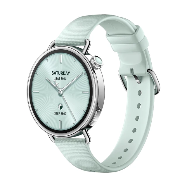 XIAOMI Watch S4 41mm Smartwatch – Edelstahlgehäuse, 150+ Sportmodi, präzise Menstruationszyklusvorhersage, Notruffunktion, HyperOS 3, ultraleicht, Fluorkautschuk-Armband (Mintgrün)