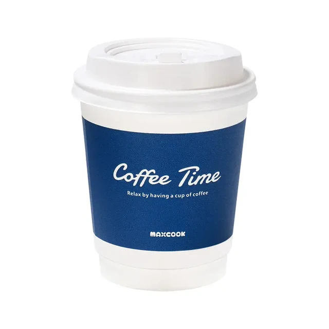 Maxcook 25pcs 280ml Disposable Coffee Cups with Lids for Hot & Cold Beverage,Leak-proof
