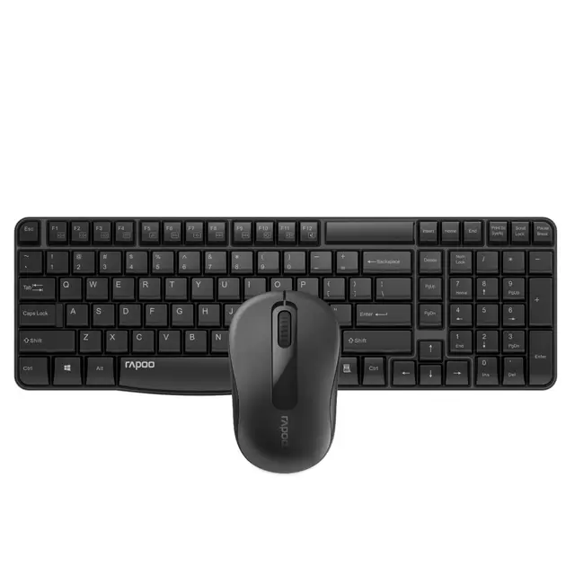 Ensemble clavier et souris sans fil Rapoo X1800S, compatible PC et Mac, 2,4 GHz, capteur 1000 DPI, autonomie de 12 mois, ergonomique pour gauchers et droitiers, disposition française - Noir