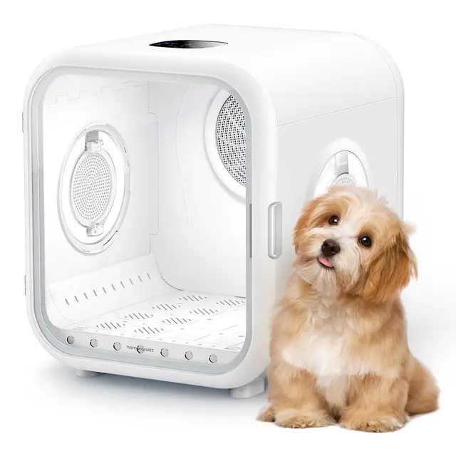 homerunPET Drybo Plus Felltrockner für Haustiere, Kapazität 62 Liter, 437 x 467 x 486 mm, individuelle Einstellung von Temperatur, Wärmestufe, Luftgeschwindigkeit und Trocknungszeit, zwei Betriebsmodi, für Katzen aller Lebensphasen