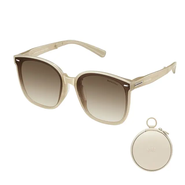 Beneunder FD421, Oversized Foldable Sunglasses, UV400 & Anti-Glare Lenses, Lightweight Blush Frame for Driving/Travel, Beige
