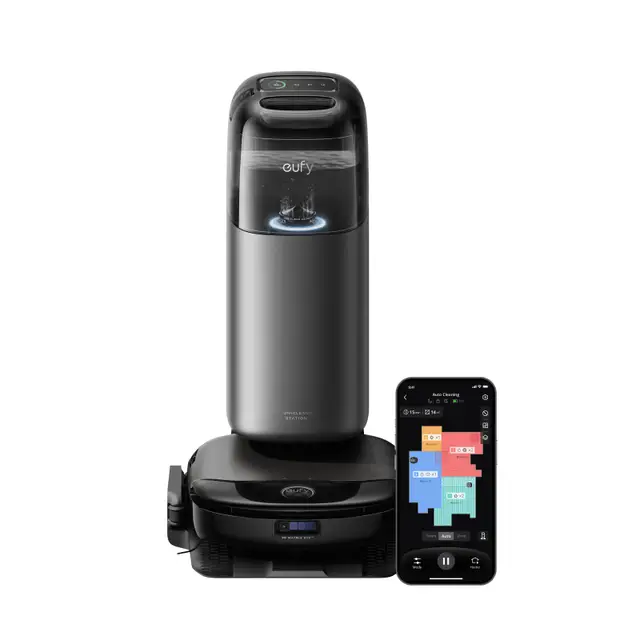 eufy S1 Pro HydroJet Saugroboter mit Wischfunktion, HydroJet Reinigungssystem, Eco-Clean Ozon, Auto- Wischrollenreinigung, 8000Pa, 10-in-1-Station, Hinderniserkennung, Auto-Reinigerdosierung