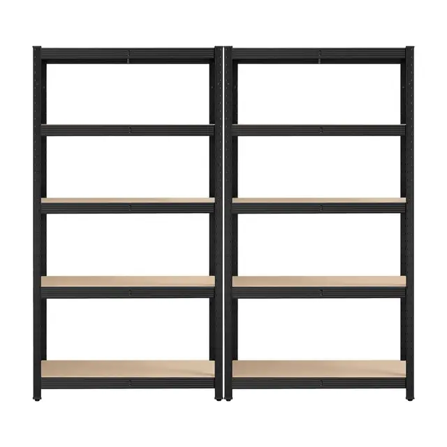 SONGMICSHOME Schwerlastregal 2er Set, Lagerregal, Kellerregal, Stahlgestell, 5 verstellbare Ablagen, schwarz