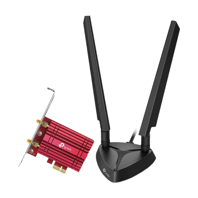 TP-Link Archer TXE75E Wi-Fi 6E WLAN PCIe Netzwerkkarte mit Bluetooth 5.2, 5400 Mbps, WPA3, Intel Chipsatz mit 2 abnehmbaren Antennen, Win 11/10