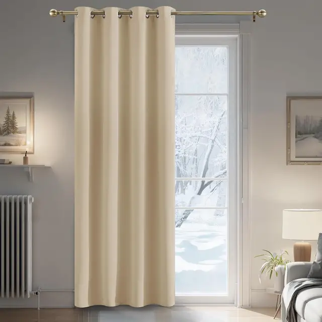 PONY DANCE Eyelet Thermal Curtains, W52xL84inches, 1 Panel, Biscotti Beige