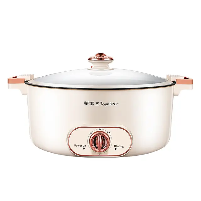 Royalstar Elektrischer Kochtopf mit Deckel, 7L Fassungsvermögen & 1600W, zum Kochen, Dünsten, Fondue und Warmhalten